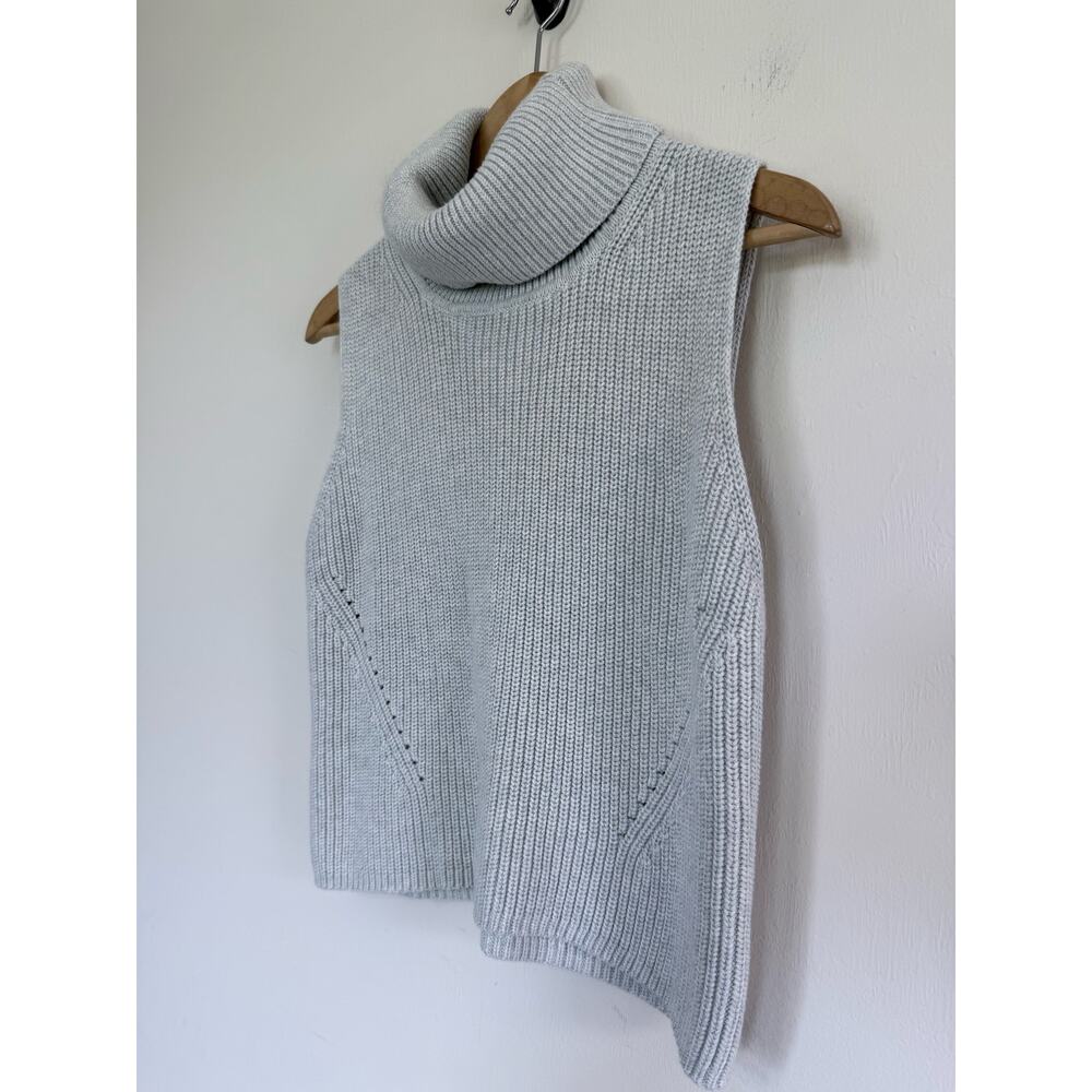 FRENCH CONNECTION gray 100% cotton sleeveless Mozart turtleneck sweater top - Picture 6 of 6